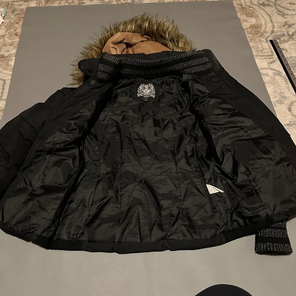 Vintage Esprit Black Puffer Jacket Faux Fur Hood Quilted Women's Size Medium - Picture 5 of 11